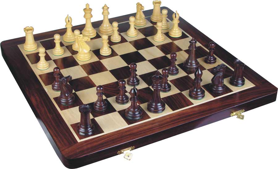 Folding Chess Board Tournament No.6 Sycamore Mahogany 54cm / 